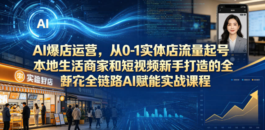 AI爆店运营，从0-1实体店流量起号，本地生活商家和短视频新手打造的全链路AI赋能实战课程-课程网