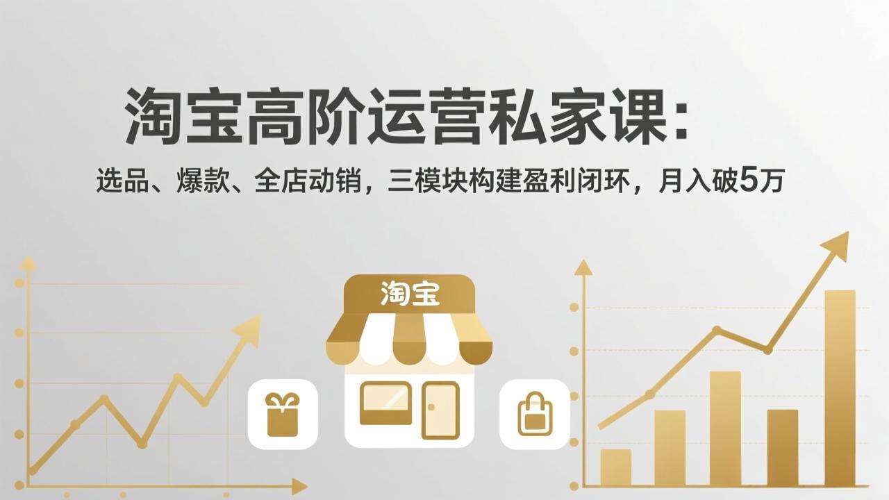 淘宝高阶运营私家课：选品、爆款、全店动销，三模块构建盈利闭环，月入破5万(更新26年2月-课程网