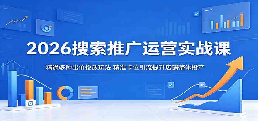 2026搜索推广运营实战课：精通多种出价投放玩法，精准卡位引流提升店铺整体投产-课程网