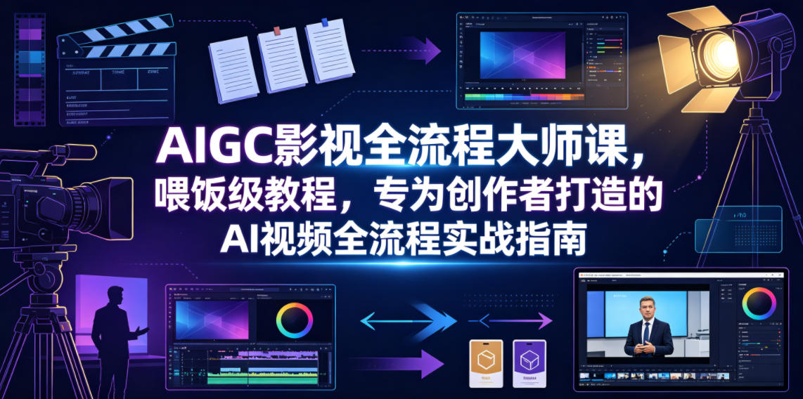 AIGC影视全流程大师课，喂饭级教程，专为创作者打造的AI视频全流程实战指南-课程网