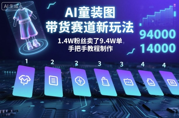 AI童装图文带货赛道新玩法，1.4W粉丝卖了9.4W单，手把手教程制作-课程网