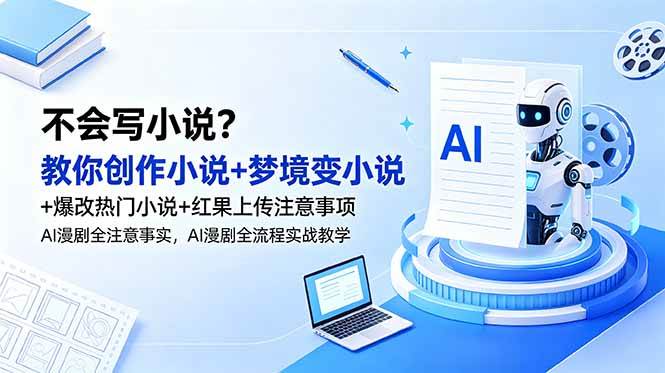 （18801期）不会写小说？教你创作小说+梦境变小说+爆改热门小说+红果上传注意事项，AI漫剧全流程实战教学-课程网