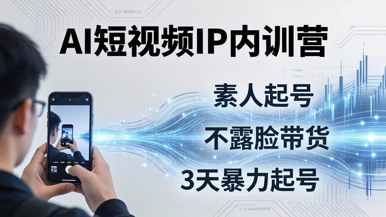 （19208期）2026AI短视频IP内训营-更新：从素人起号到不露脸带货，3天暴力起号全流程拆解-课程网