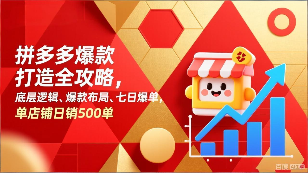 拼多多爆款打造全攻略，底层逻辑、爆款布局、七日爆单，单店铺日销500单-课程网