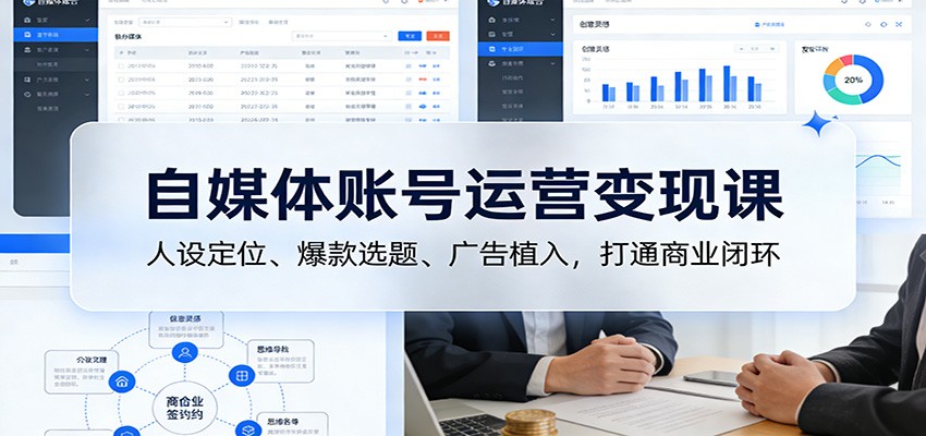 自媒体账号运营变现课：人设定位、爆款选题、广告植入，打通商业闭环-课程网