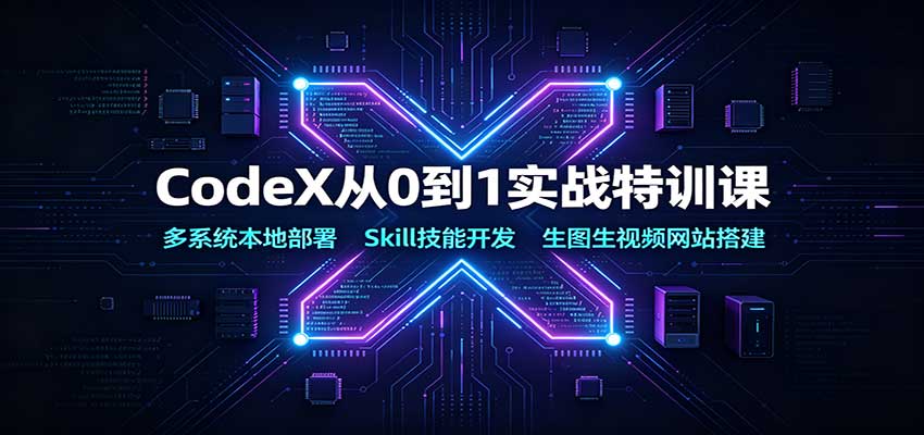 CodeX从0到1实战特训课：多系统本地部署，Skill技能开发，生图生视频网站搭建-课程网