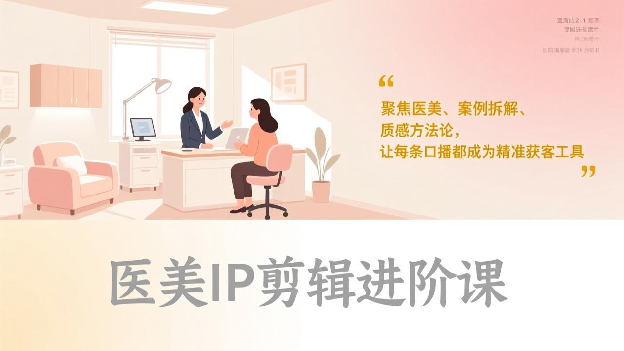 医美IP剪辑进阶课，聚焦医美、案例拆解、质感方法论，让每条口播都成为精准获客工具-课程网