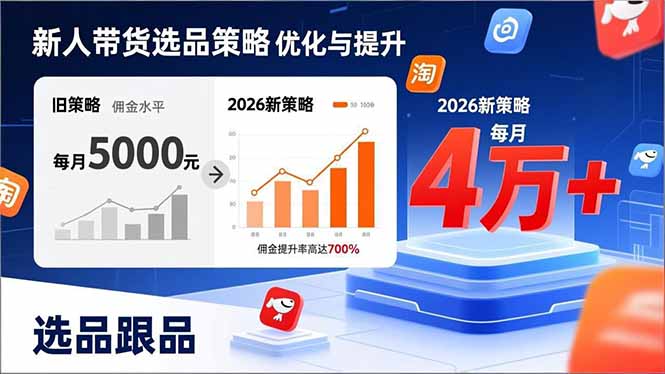 新人带货别瞎选品！这套2026全新选品跟品策略，让我的佣金从0做到每月4万+-课程网