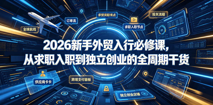 2026新手外贸入行必修课，从求职入职到独立创业的全周期干货-课程网
