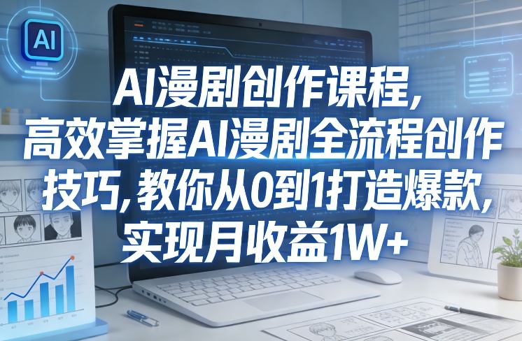 某社群AI漫剧创作课程，高效掌握AI漫剧全流程创作技巧，教你从0到1打造爆款，实现月收益1W+-课程网