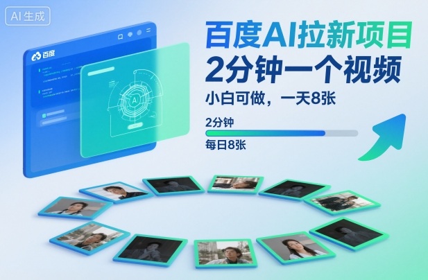 百度AI拉新项目，2分钟一个视频，小白可做，一天8张【附案例+保姆级教程】-课程网