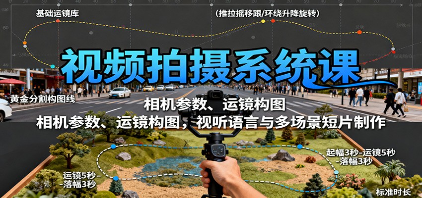 视频拍摄系统课：相机参数、运镜构图，视听语言与多场景短片制作-课程网