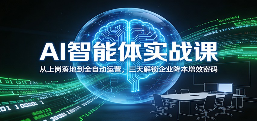 AI智能体实战课：从上岗落地到全自动运营，三天解锁企业降本增效密码-课程网