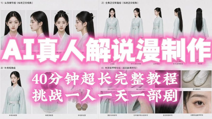2026年AI真人解说漫剧自动批量化制作教程，40分钟超长完整，自动批量化制作，挑战一人一天一部剧！-课程网