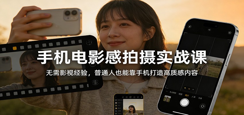 手机电影感拍摄实战课：无需影视经验，普通人也能靠手机打造高质感内容-课程网