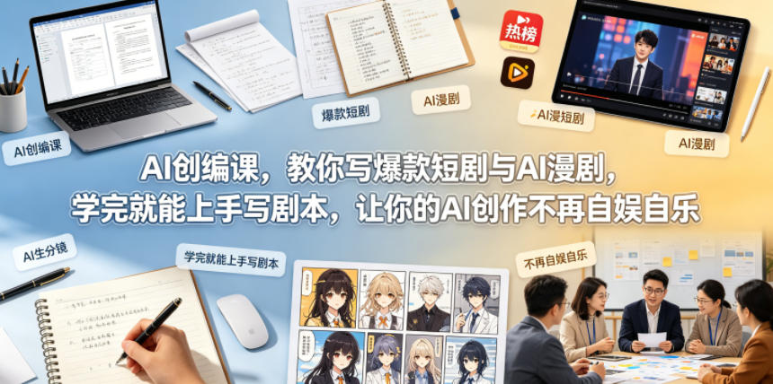 AI创编课，教你写爆款短剧与AI漫剧，学完就能上手写剧本，让你的AI创作不再自娱自乐（更新0521）-课程网