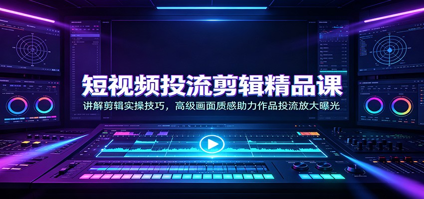 短视频投流剪辑精品课：讲解剪辑实操技巧，高级画面质感助力作品投流放大曝光-课程网