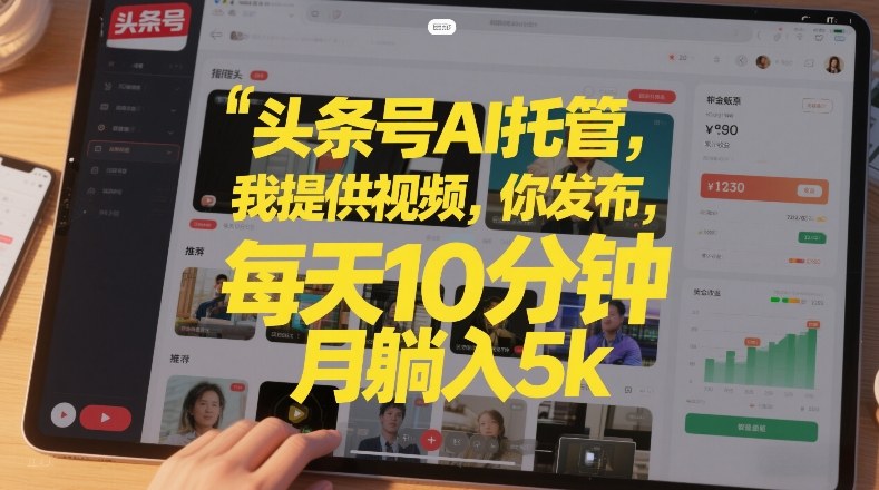 头条号AI托管，我提供视频，你发布，每天10分钟，月躺入5k+【揭秘】-课程网