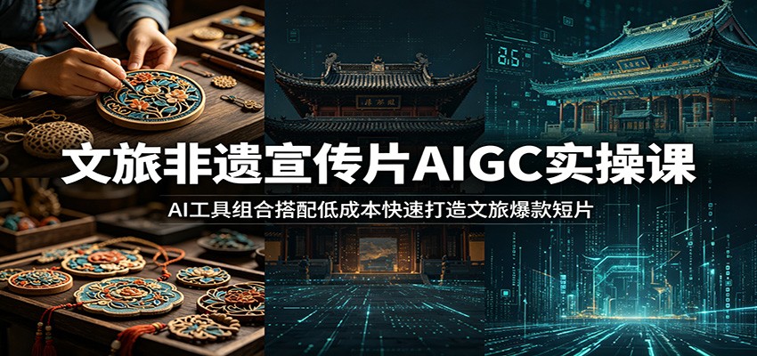文旅非遗宣传片AIGC实操课：AI工具组合搭配低成本快速打造文旅爆款短片-课程网