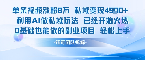单条视频私域变现4.9k+利用AI做私域玩法 已经开始火热0基础也能做的副业项目轻松上手-课程网