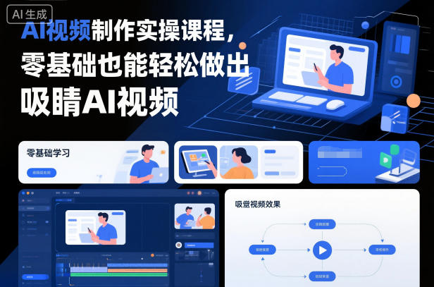 AI视频制作实操课程，零基础也能轻松做出吸睛AI视频-课程网