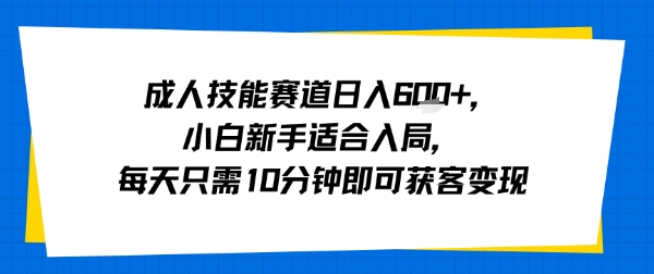 成人技能赛道日入多张，小白新手适合入局，每天只需10分钟即可获客变现-课程网