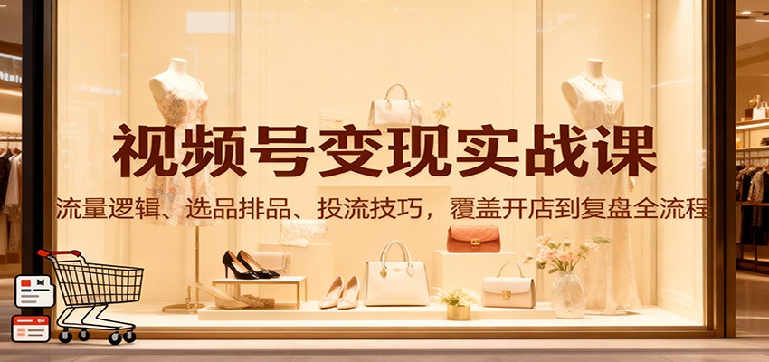 视频号变现实战课：流量逻辑、选品排品、投流技巧，覆盖开店到复盘全流程-课程网