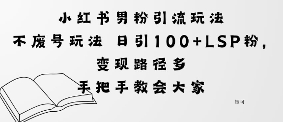 小红书男粉引流玩法不废号玩法日引100+LSP粉，变现路径多-课程网