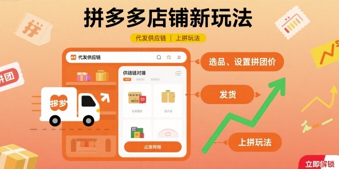 拼多多店铺新玩法，代发供应链上拼玩法-课程网