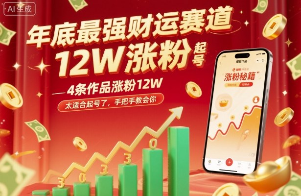 年底最强财运赛道，4条作品涨粉12W，太适合起号了，手把手教会你-课程网