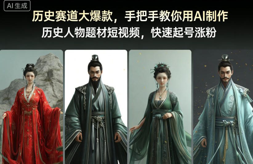 历史赛道大爆款，手把手教你用AI制作历史人物题材短视频，快速起号涨粉-课程网