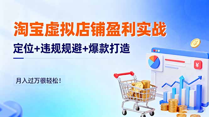 淘宝虚拟店铺盈利实战：定位+违规规避+爆款打造，月入过万很轻松！-课程网