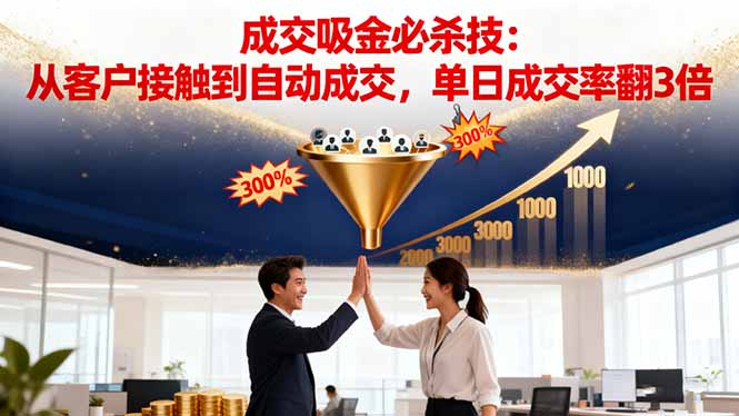 吸金成交营销必杀技：从客户接触到自动成交，单日成交率翻3倍-课程网