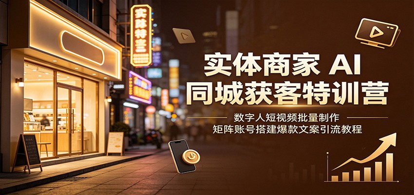 实体商家AI同城获客特训营：数字人短视频批量制作，矩阵账号搭建爆款文案引流教程-课程网
