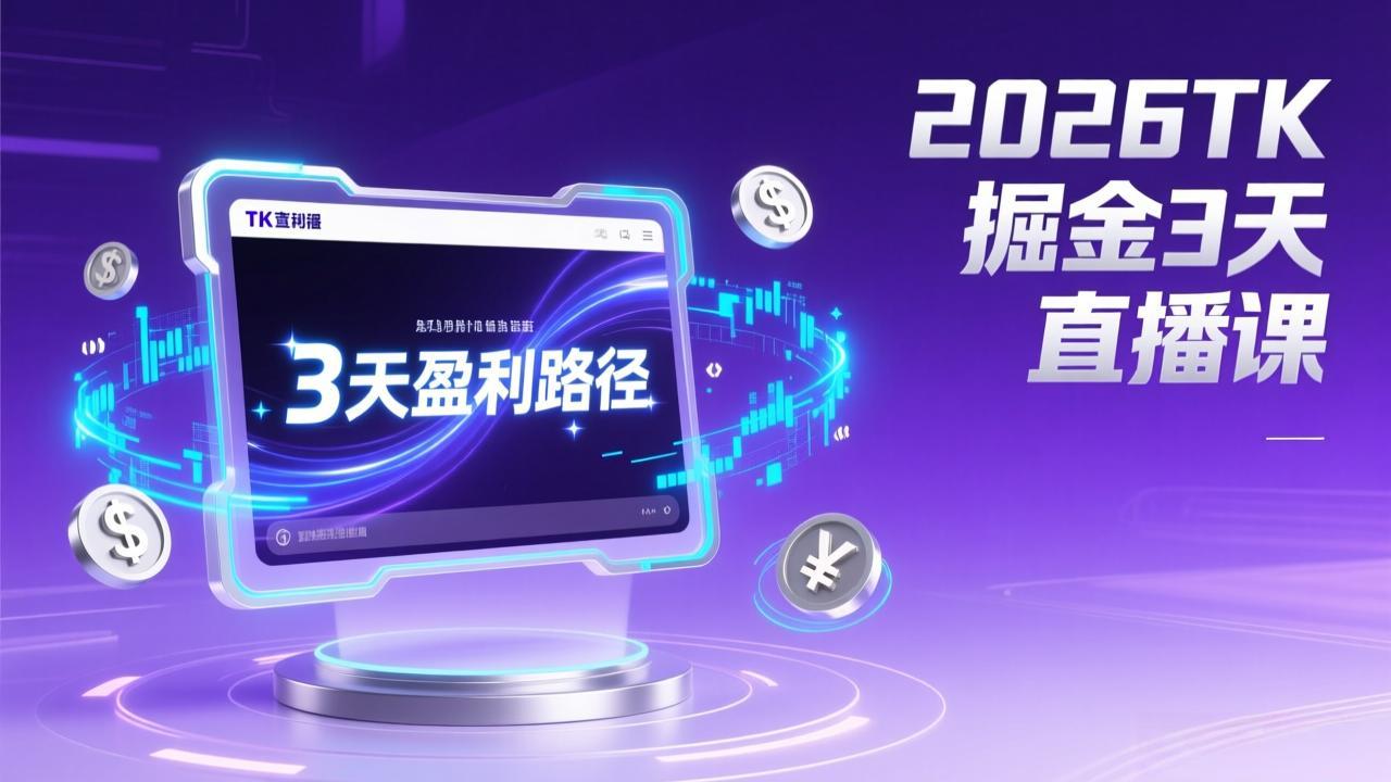 2026TK掘金直播课，起号涨粉+直播带货+商单变现+3天打通盈利路径，月入过万美金-课程网