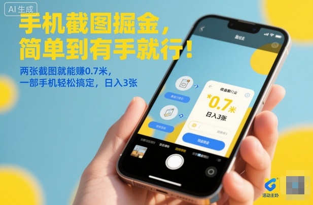 手机截图掘金，简单到有手就行！两张截图就能賺0.7米，一部手机轻松搞定，日入3张【揭秘】-课程网