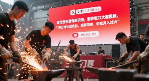 支付宝生活号新玩法，制作锻刀大赛视频，挣分成计划收益，操作简单，轻松月入过W-课程网