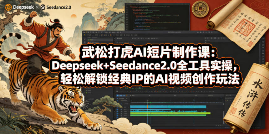武松打虎AI短片制作课：Deepseek+Seedance2.0全工具实操，轻松解锁经典IP的AI视频创作玩法-课程网