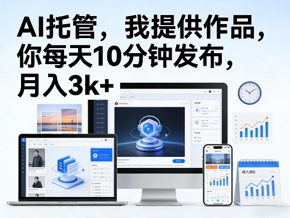 公众号AI托管，我提供作品，你每天10分钟发布，月入3k+【揭秘】-课程网