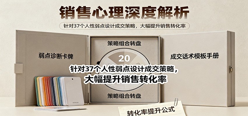 销售心理深度解析：针对37个人性弱点设计成交策略，大幅提升销售转化率！-课程网