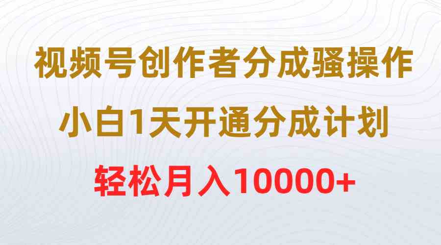 （9656期）视频号创作者分成骚操作，小白1天开通分成计划，轻松月入10000+-课程网