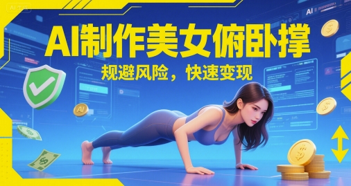 AI制作美女俯卧撑，规避风险，快速变现-课程网