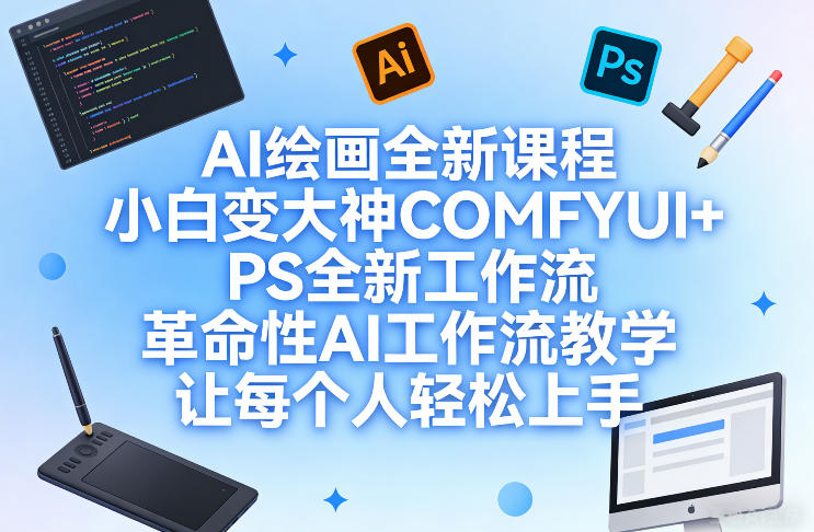 AI绘画全新课程，小白变大神COMFYUI+PS全新工作流，革命性AI工作流教学，让每个人轻松上手-课程网