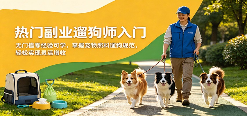 热门副业遛狗师入门，无门槛零经验可学，掌握宠物照料遛狗规范，轻松实现灵活增收-课程网