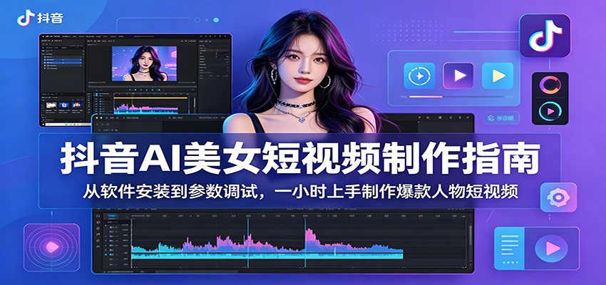 抖音AI美女短视频制作指南：从软件安装到参数调试，一小时上手制作爆款人物短视频-课程网