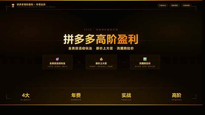 （17848期）拼多多高阶盈利年费会员(更新3月31)：全类目活动玩法、原价上大促、洗图防比价等核心盈利技术-课程网
