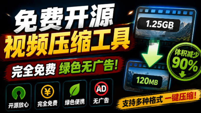 Github开源视频压缩瘦身工具，轻松压缩90%，并保持画质清晰，完全免费绿色无广告！VideoSlim-课程网