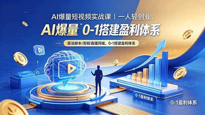 （18652期）AI爆量短视频实战课｜一人轻创业，算法脚本剪辑直播同城，0-1搭建盈利体系-课程网