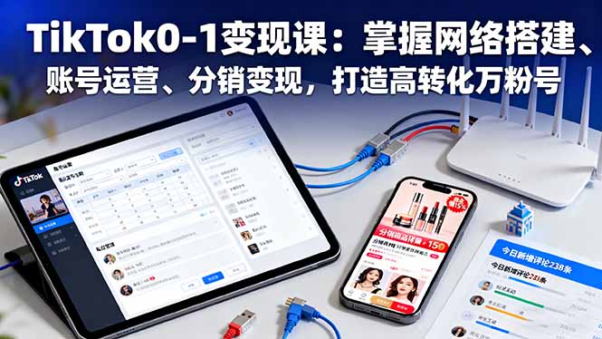 TikTok0-1变现课：掌握网络搭建、账号运营、分销变现，打造高转化万粉号-课程网