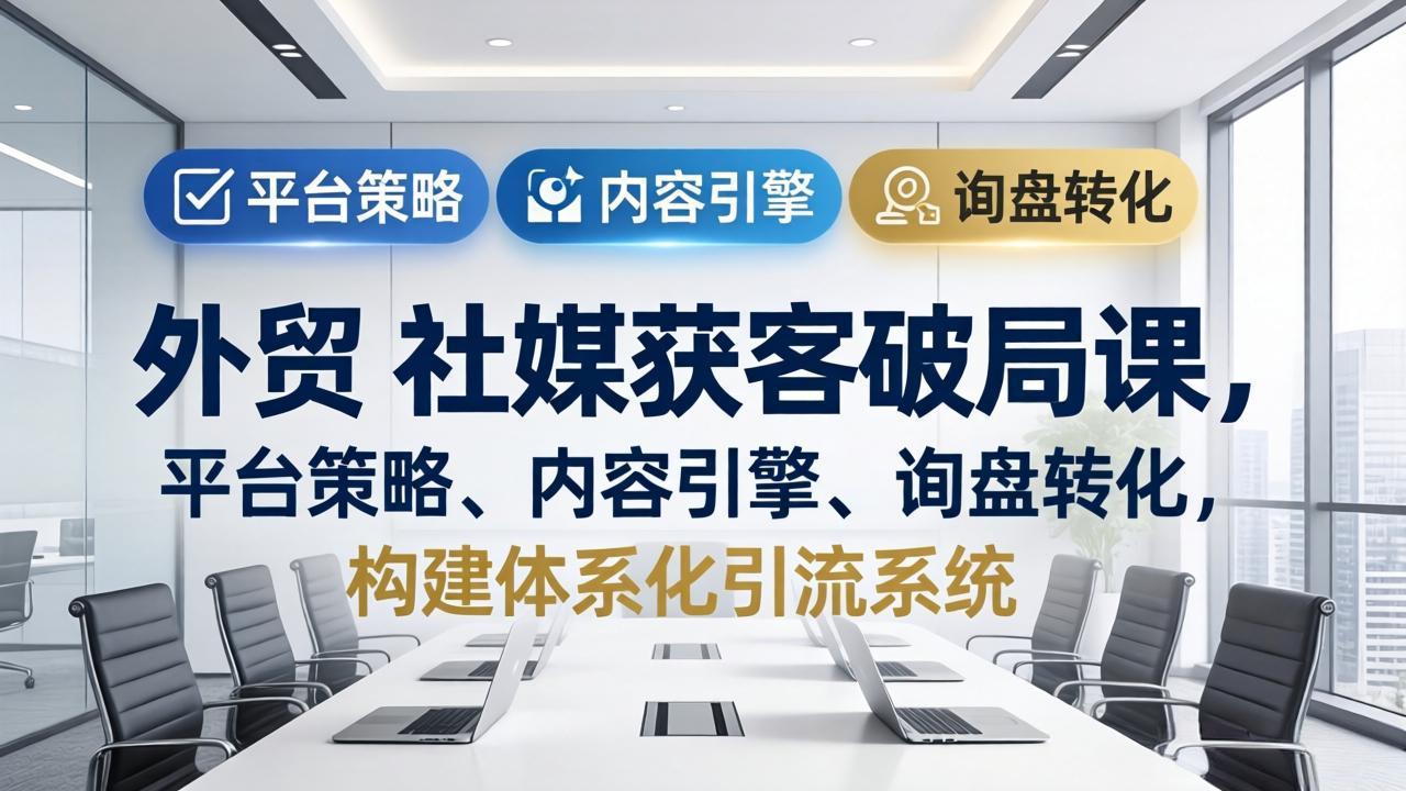 外贸 社媒获客破局课，平台策略、内容引擎、询盘转化，构建体系化引流系统(更新26年3月-课程网